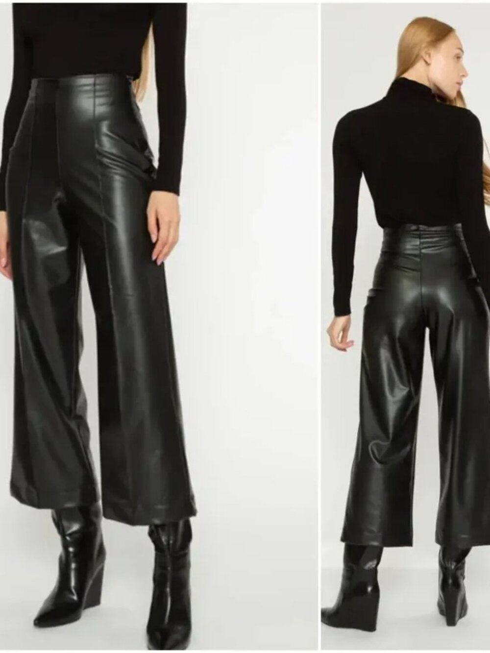 NEW NWT! RIPLEY RADER VEGAN LEATHER CROPPED STRAIGHT LEG PANT HIGH WAIST sz 1